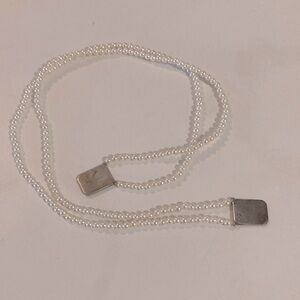 Sterling silver long pearl necklace